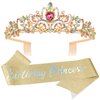 Velscrun Birthday Girl Tiara, Crown for Girls, Princess Crown with Birthday Sash, Birthday Girl Headband, Birthday Crowns Tiara for Women, Happy Birthday Decorations Party Supplies Gifts