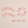 ANDGING Short Press on Nails Square Ombre Pink White Fake Nails Acrylic Glue on Nails with Floral Gradient Design Stick ons Nail for Wedding Women 24Pcs Gel Manicure False Nails with Glue AL6687OP