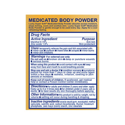 Generic 2 pc Body Powder Medicated 8 oz Triple Action Relief 100percent Talc Medicated Protecting Powder Anti Itch Skin protectant Menthol and Zinc Oxide 8 Ounce Pack of 2