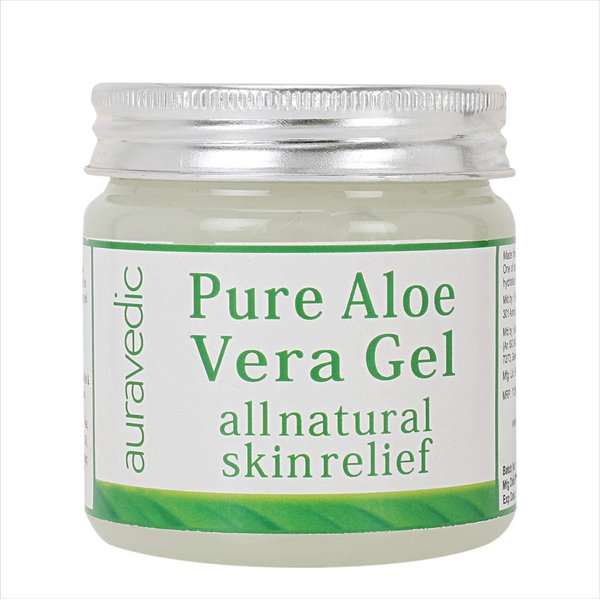 Auravedic Pure Aloe Vera Gel 7.05 Oz (200g) | Organic Gel for Face Hair & Sunburn Relief | All Natural Moisturizer for Skin Hydration & Hair Conditioner