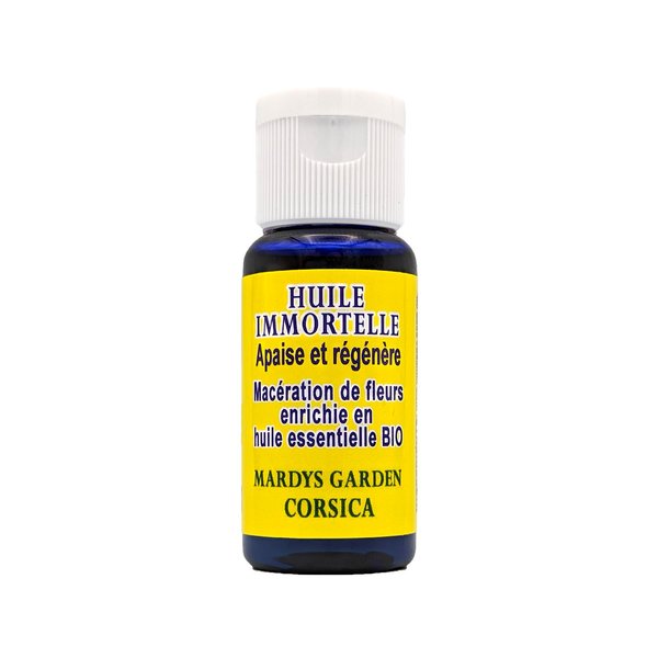 MARDYS GARDEN Helichrysum Italicum Oil 15ml. Made in Corsica. Ready to use organic flower macerate with organic Helichrysum Essential Oil.