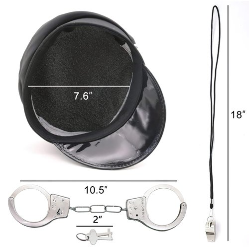 3 otters Police Hat for Kids, 4PCS Kids Police Accessories with Whistle Handcuffs Kids Cop Set for Christmas Kids Police Accessories Party Gifts