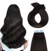 YILITE Tape in Hair Extensions 20 inches 20pcs 50g Silky Straight Seamless Skin Weft Tape in Human Hair Extensions Off Black Tape in Extensions Real Human Hair