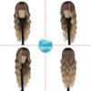 Blonde Wig with Bangs Long Wavy Ombre Blonde Wigs for Women 26Inch Synthetic Natural Looking Hair Replacement Wig for Daily Party Use Cosplay Costume Halloween Wig