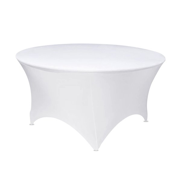 GFCC 5FT White Round Stretch Tablecloth 60 Inch Spandex Tablecloth Elastic Table Cover for Wedding Party Restaurant Fitted Table Cloth