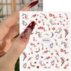 Flower Nail Art Stickers- 6 Sheets Cherry Blossoms Nail Stickers 3D Self-Adhesive Cherry Flowers Nail Designs Stickers Summer Nail Decals for Nail Art Manicure Decoration