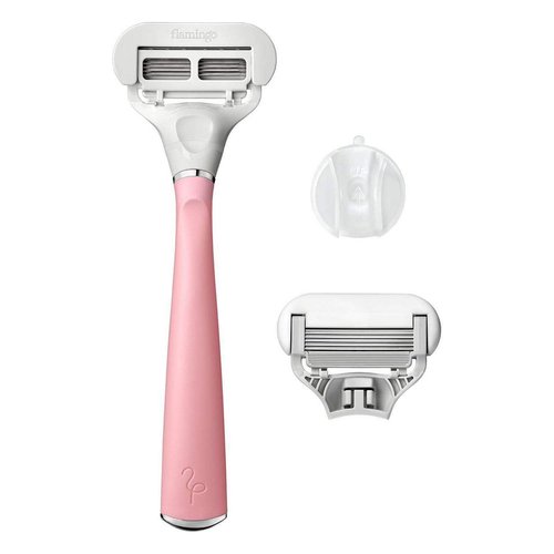 Flamingo Womens 5-blade Razor with Replacement Blade Cartridge - Desert Rose