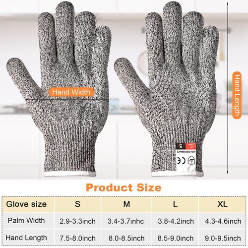 Chuarry 10 Pairs Cut Resistant Gloves Cutting Proof Gloves Level 5 Protection Kitchen Cuts Gloves for Shucking Fish (Gray,Medium)