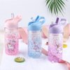 XinHuiGY Unicorn Water Bottles for Girls,Creative Double Wall Freezer Ice Cup Water Bottle with Straw and Safety Lock, Purple Outdoor Indoor Water Bottle,400ML for girl boys unicorn lover