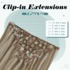Full Shine Clip in Hair Extensions Real Human Hair Blonde Hair Extensions Clip ins Highlighted Light Brown with Platinum Blonde 18inch 7pcs 120 Grams Remy Hair Extensions Double Weft Straight