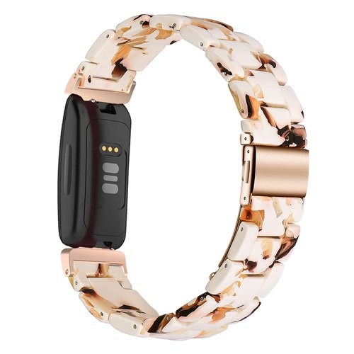 iLVANYA Compatible with Fitbit Inspire 2 /Inspire HR/Inspire bands Women Grils, Stylish Resin Watch Bracelet Replacement Bands for Adjustable Wristband for Fitbit Inspire Accssorises (Nougat White)