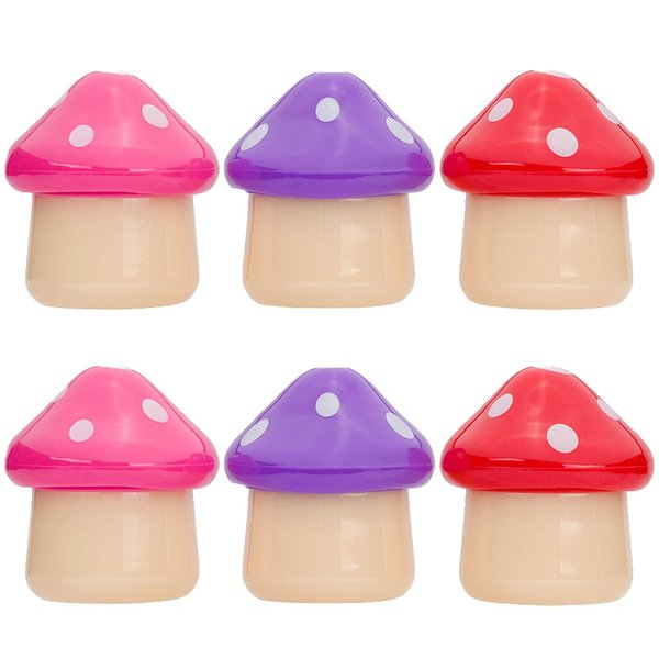 Glam Lux Bundle Mushroom Shaped Lip Balm Enchanted Lips, Twist Open, Fruity Scents, Vibrant Colors Set of 6 Moisturizing Nourishing & Hydrating For Dry Chapped Lips For Women, Girls & Tweens