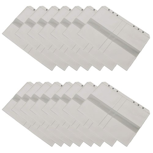 Chris.W 15pcs Translucent 6 Holes Business Cards Holder Plastic A5 Binder Pockets Storage Bag Notebook Refills Filler Organizer(A5 Size)