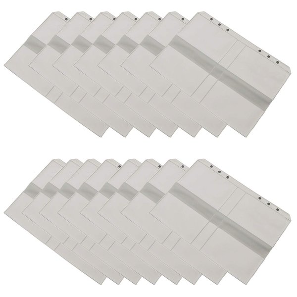 Chris.W 15pcs Translucent 6 Holes Business Cards Holder Plastic A5 Binder Pockets Storage Bag Notebook Refills Filler Organizer(A5 Size)