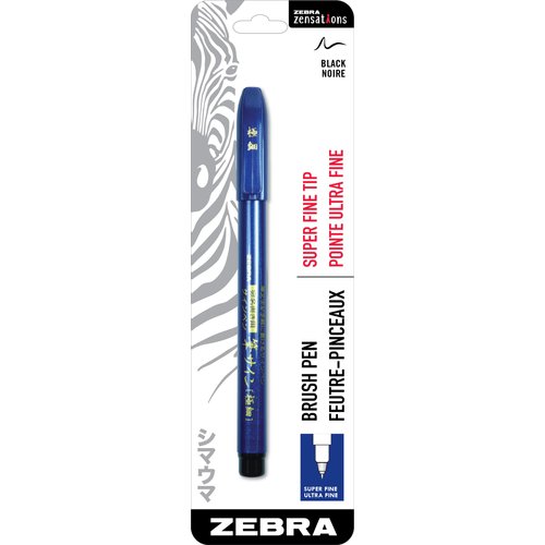 Zebra Pen Zensations Brush Pen, Brush Tip, Black Water-Resistant Ink, 1-Pack