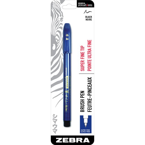 Zebra Pen Zensations Brush Pen, Brush Tip, Black Water-Resistant Ink, 1-Pack
