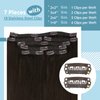 Fshine Brown Clip in Hair Extensions Real Human Hair 16 Inch Dark Brown Hair Extensions Clip in Double Weft Remy Hair Extensions Clip in Silky Straight Hair 120g 7pcs