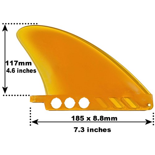 4.6" US Box Center fin Safety Flex Soft Replacement for Longboard SUP Stand up Paddleboard River Surf Whitewater airSUP AIR7 by saruSURF (Yellow)