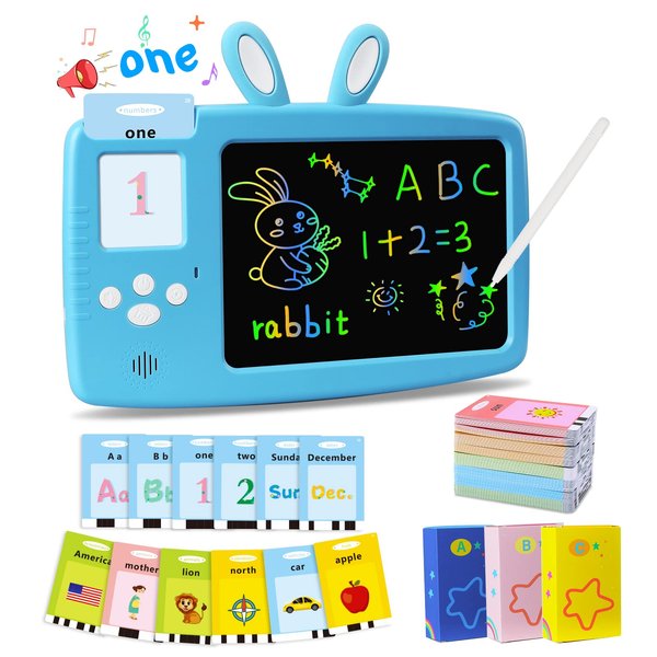 Learning Toys for Toddlers 3+ Years Old - FABETO Reading & Writing 384 Sight Words Talking Flash Cards Writing Board, Kids Speech Therapy Autism Sensory Toy Montessori Educational Toy