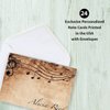 Sheet Music Personalized Note Card Set - 24 Cards with White Envelopes, 4¼ x 5½ Inch Size, Blank Inside, Add a Name, For Music Teacher Gift, Musician Gift…