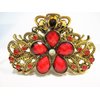 Generic Jeweled antique style bronze gold metal hair claw clips with crystals (Primary color: Red), 1 Count (Pack of 1)