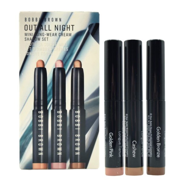 Bobbi Brown Out All Night Mini Long-Wear Cream Shadow Gift Set:: Cashew, Golden Pink, and Golden Bronze