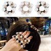 3Pcs Pearl Elastic Hair Bands Fancy Crystal Beads Stretchy Hair Ties Sparkly Ponytail Holders Hair Scrunchies Handmade Rhinestone Hair Ropes Accessories for Women Girls Thin Long Curl