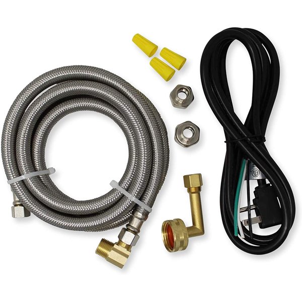 Universal Dishwasher Installation Kit with 6' Connector and Power Cord, Stainless Steel