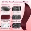 DIYOMO I Tip Hair Extensions Human Hair Remy Burgundy Red Itip Human Hair Extensions 18inch Pre Bonded Invisible Wine Red I Tip Hair Extensions Straight Stick 50G/70S
