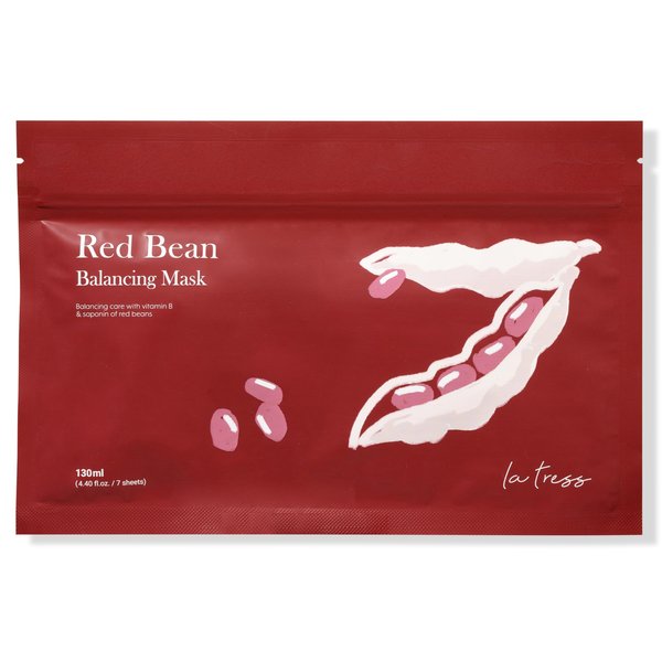 LA TRESS Red Bean Soothing Korean Face Mask, Korean Beauty Skin Care (7 Sheets)