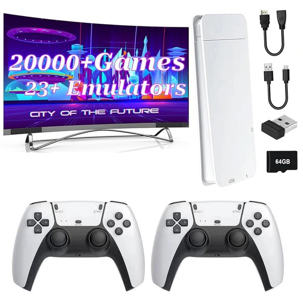 Wireless Retro Game Console Stick Built-in 23 Emulators 20000+ Games Classic Plug & Play Video Games, 4K HDMI Output & 2.4G Wireless Controller Gamepad, Gifts Birthday for Kid/Adults