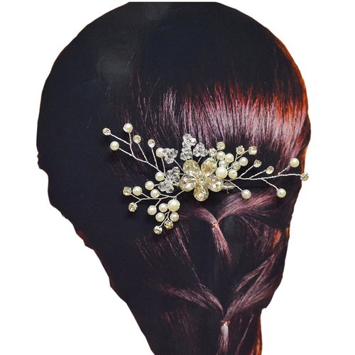 Stone Flower Charm Tree Branch Hair Comb Jewelry