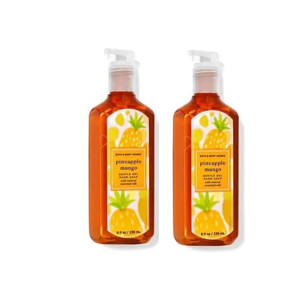 Bath & Body Works Pineapple Mango Gentle Gel Cleansing Hand Soap 2 Pack 8 oz. (Pineapple Mango)