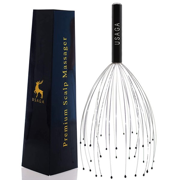 USAGA 36 Fingers Head Massager Scalp Massager Head Scratcher for Head Body Relaxing (Black)