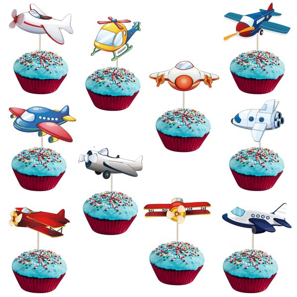 Airplane Cupcake Topper,20 pcs Plane Birthday Party Decorations Supplies for kids Baby Shower Favors,Plane Theme Party Cake Decoration