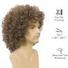 Salaibs Curly Brown Short Wigs for Men Natural Shaggy 80s Rocker Wig Realistic Synthetic Heat Resistant Hair Wig for Daily Party Use