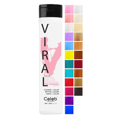 Celeb Luxury Viral Colorwash, Professional Semi-Permanent Hair Color Depositing Shampoo, Pastel Light Pink, 8.25 Fl Oz (Pack of 1)