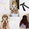 3PCS Silky Satin Hair Bows, Etercycle Beautiful Hair Ribbon Tassel Bow Clip, BowKnot Barrettes Hair Accessories Alligator Clips Hair Bow for Women Girls(Black/Beige/White)
