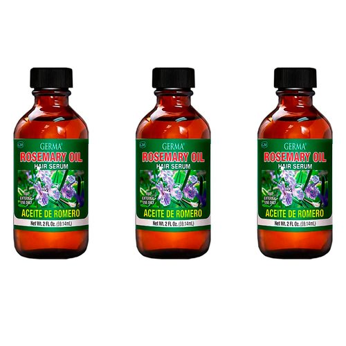 Germa Rosemary Oil. Natural Hair Serum, Conditioner, Hand Moisturizer and Anti-Aging Oil. floral Scent. 2 oz. Pack of 3