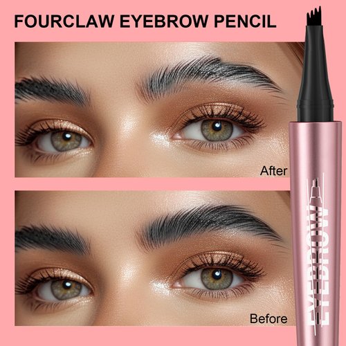 Liquid Eyebrow Pencil with Four Forks, Split Design, Water And Sweat Resistant, Smooth And Natural Eyebrow Shape (Brown)