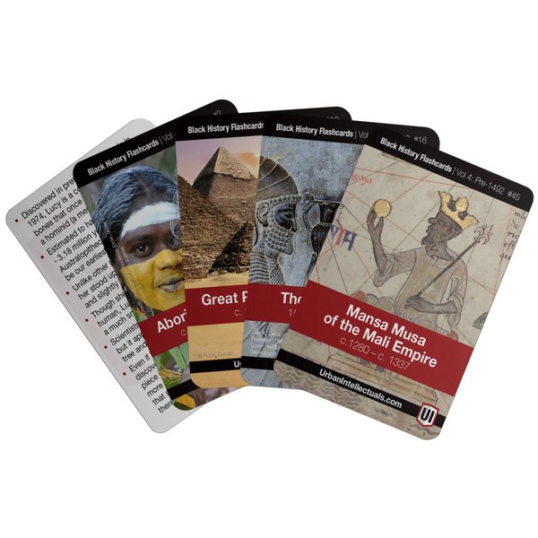 Urban Intellectuals Black History Flash Cards – Volume 4, Pre-1492 – Education Resources for High School Classroom – Great African American Heroes – Pre-Colonization – with Bonus Nelson Mandela Card