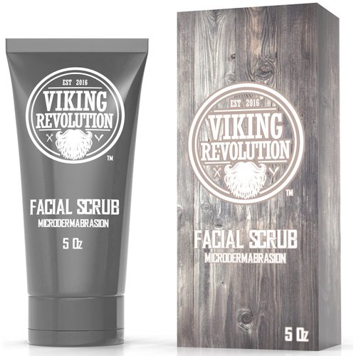 Viking Revolution Microdermabrasion Face Scrub for Men - Facial Cleanser for Skin Exfoliating, Deep Cleansing, Removing Blackheads, Acne, Ingrown Hairs - Men's Face Scrub for Pre-Shave (1 Pack)