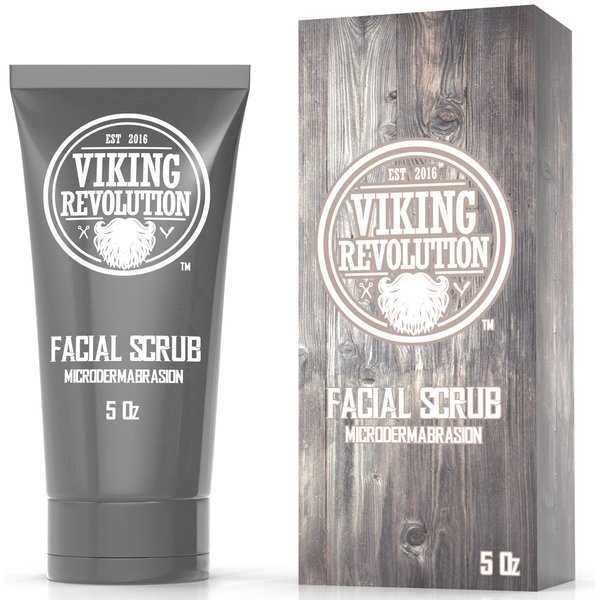 Viking Revolution Microdermabrasion Face Scrub for Men - Facial Cleanser for Skin Exfoliating, Deep Cleansing, Removing Blackheads, Acne, Ingrown Hairs - Men's Face Scrub for Pre-Shave (1 Pack)