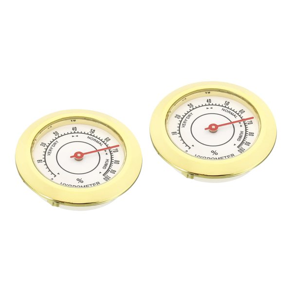 PATIKIL 1.5Inch Round Indoor Outdoor Hygrometer, 2 Pack Mini Humidity Monitor Gauge No Battery Required for Greenhouse Office Room, Gold