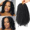 Yanky Twist Crochet Hair-8 Inch 8 Packs (30 Strands/Pcs) Prelooped Spring Twist Hair For Women Girl Natural Black Passion Twist Crochet Braids Hair Extensions (1B, 8 Inch)
