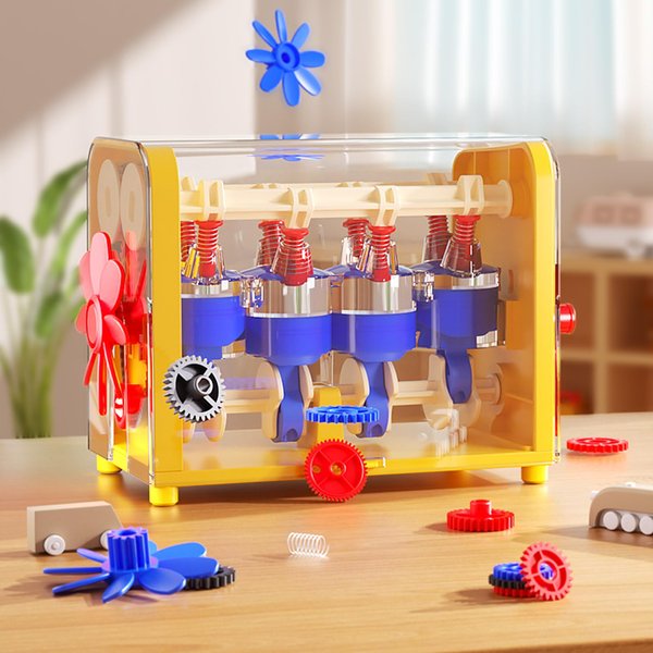 BBnote Engine Building Toys for Kids 3 Year Old, Working Model Engine Kit Construction Toy for Boys and Girls Age 3-5 5-7 8-12. STEM Learning, Educational Toys Birthday for Children Yellow