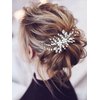 Yean Bride Leaf Bridal Hair Comb Pearl Wedding Hair Piece Rhinestone Hair Accessories for Women and Girls (Silver)