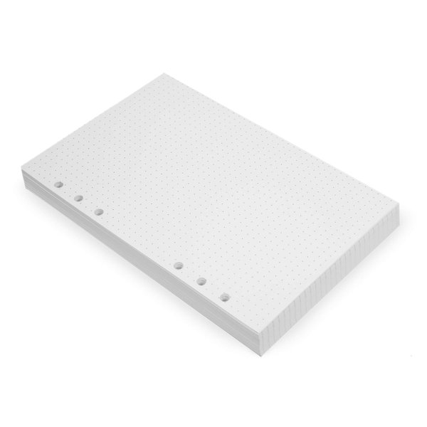 A5 6-Ring Binder Planner Inserts - 8 1/4 x 5 5/8" - Thick Cream Color Dotted, 120 gsm Loose Leaf, A5 Paper Refills Compatible with Filofax, 6 Hole, 100 Sheets, 200 Dot Grid Pages