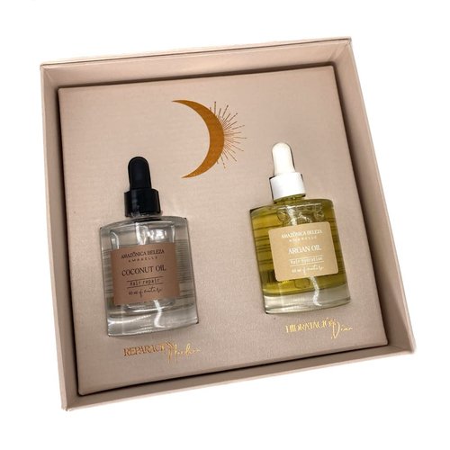 AMAZONICA BELEZA Kit Argan Oil and Coconut Oil for Hair - Nutrition, Hydration and Repair for Hair (60 ml each)