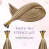 KiiKiiGirl Virgin Remy I Tip Hair Extensions Human Hair Chocolate Brown to Caramel Blonde Real Itip Human Hair Extensions 18Inch Pre Bonded I Tips Human Hair Extensions Invisible For Women 30G/Pack